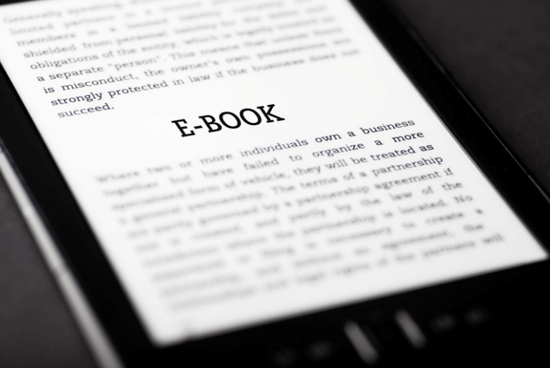 Image of an ebook in a tablet